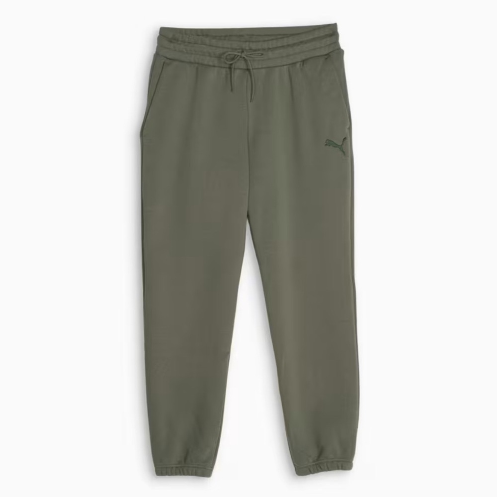 Puma Green Sweatpants Elastic Cuffs Drawstring Waist